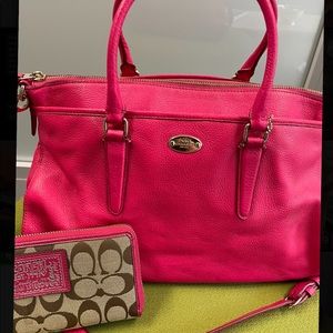 Hot Pink Coach Purse with wallet included!